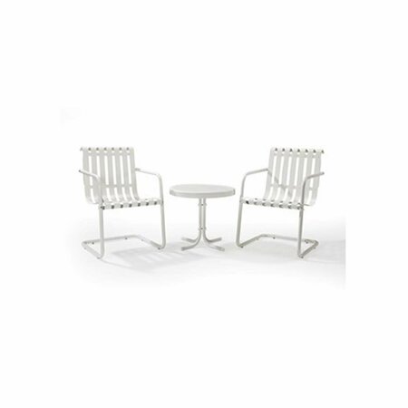 CROSLEY Gracie 3 Piece Metal Outdoor Conversation Seating Set - 2 Chairs and Side Table in Alabaster White KO10007WH